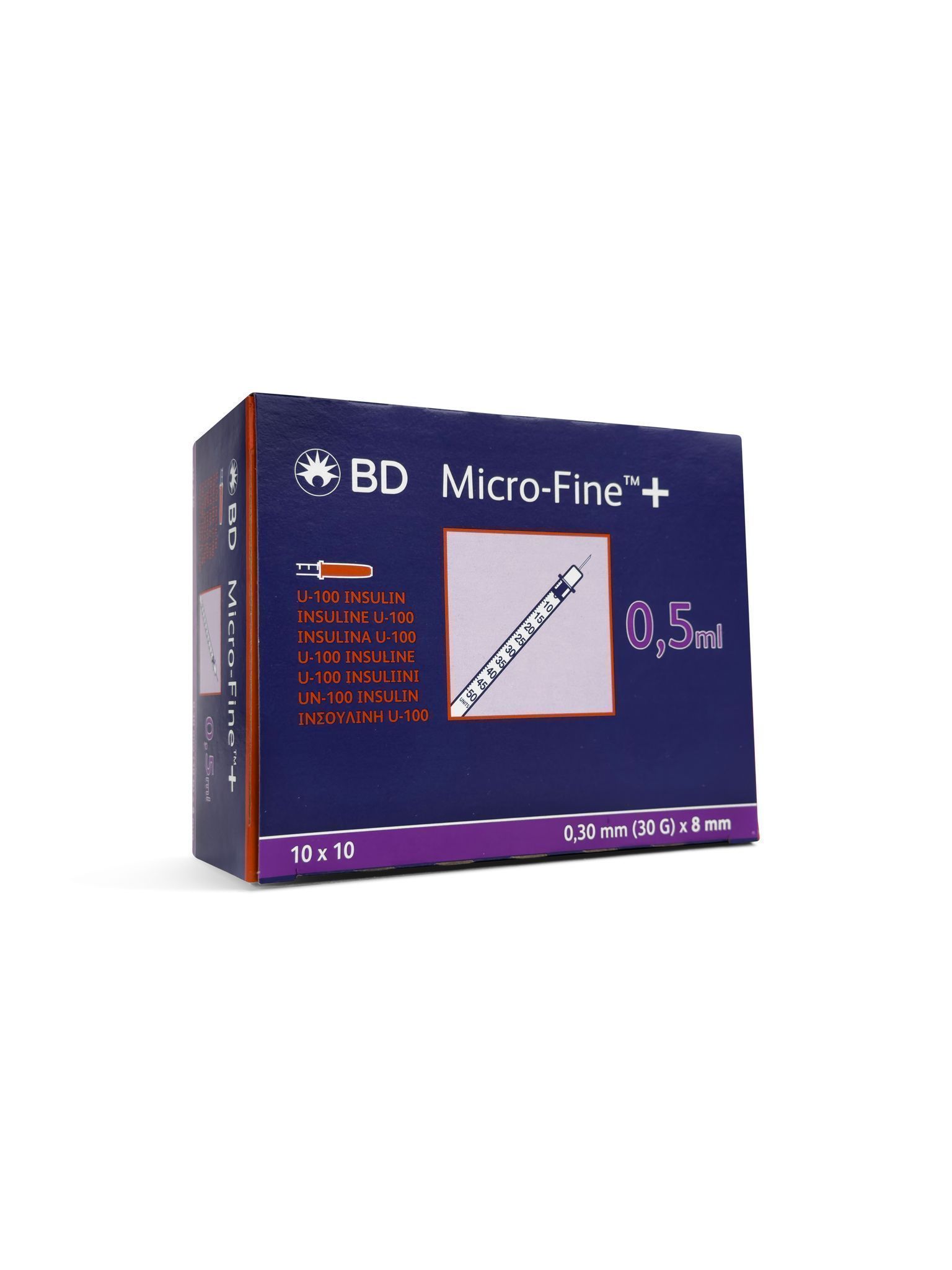 (x10) 0.5ml BD Micro-Fine Plus U100 30g 8mm